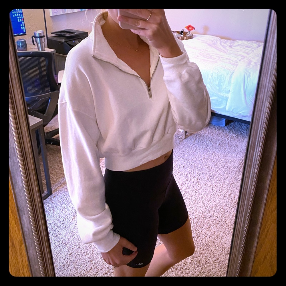 Quarter Zip Long-Sleeve Crop Top